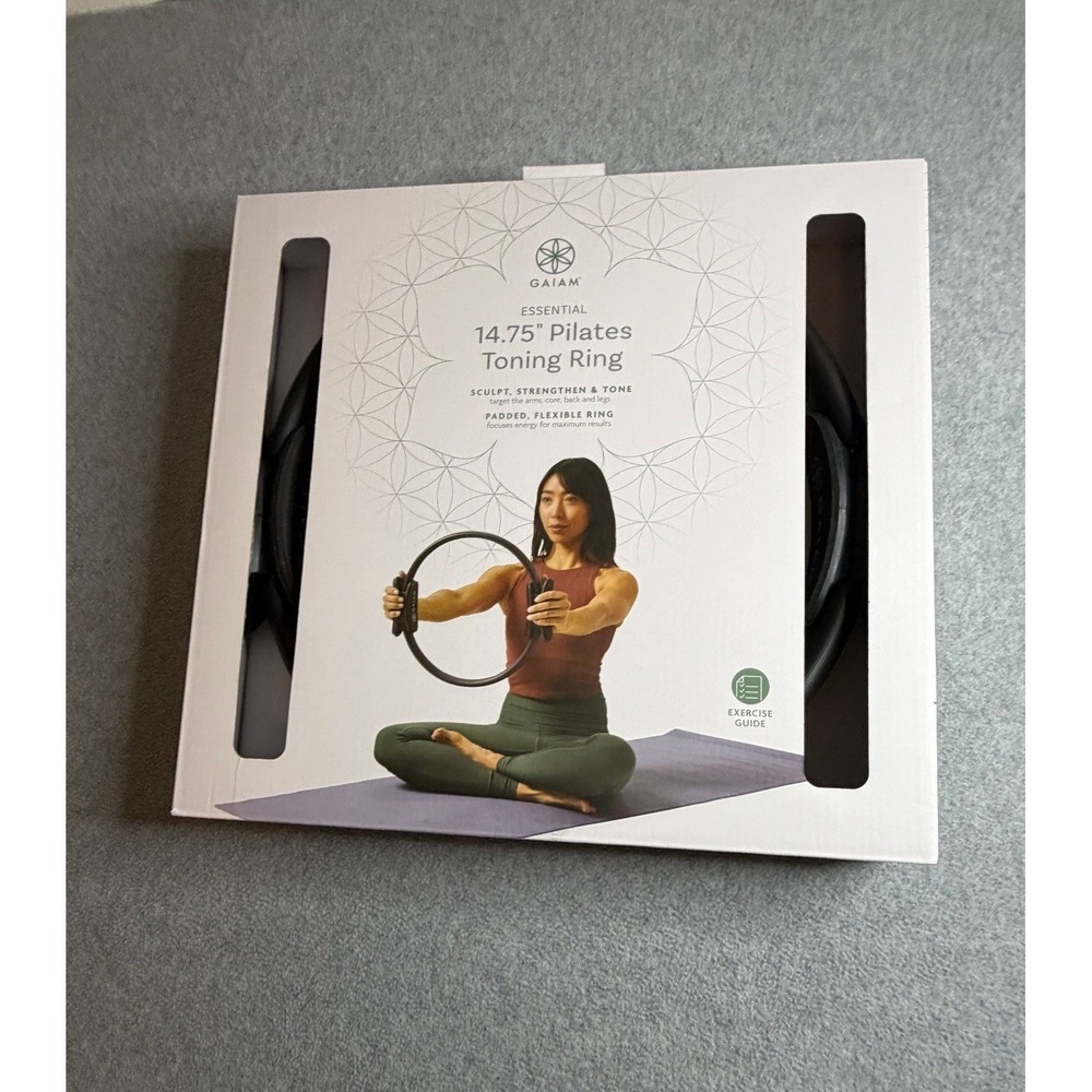 Gaiam Essential Pilates Toning Ring 14.75" Black Padded Flexible Circle NIB
